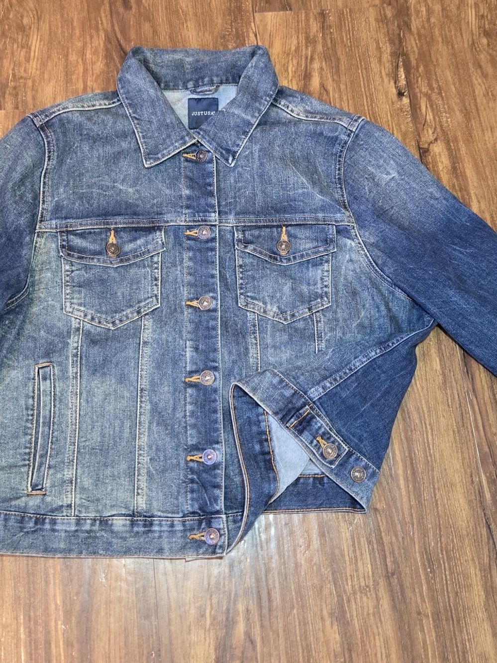 JUST USA  WOMEN'S RELAXED FIT BLUE DENIM COTTON BLEND JACKET-1X